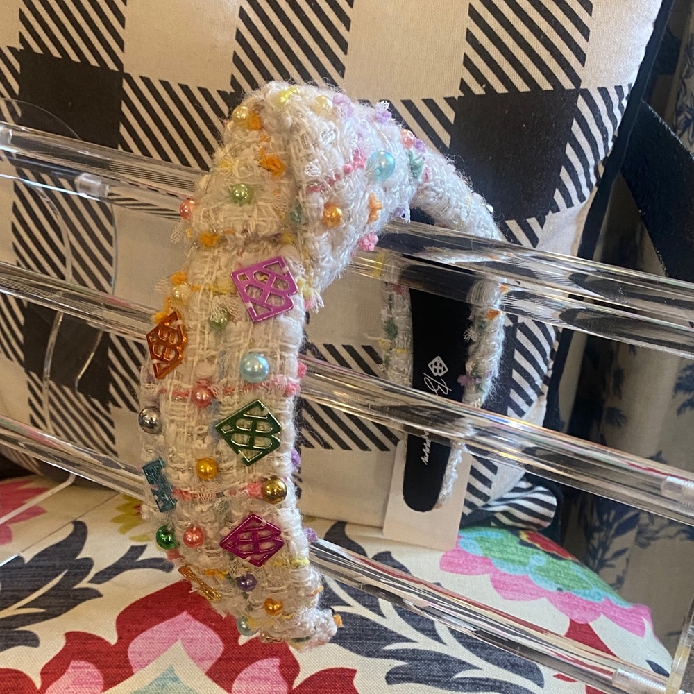 Multicolor Beaded Tweed Headband